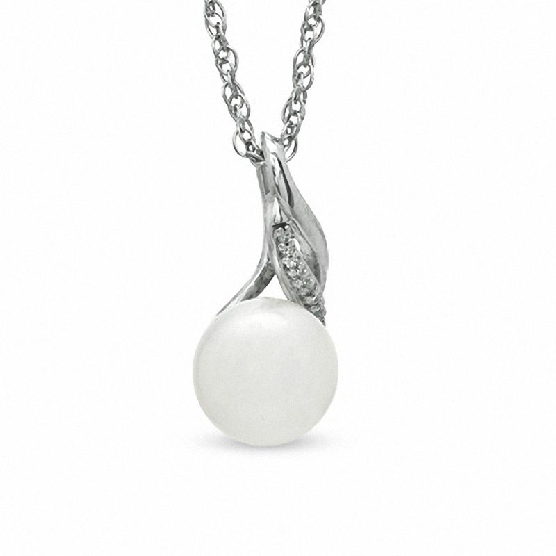 Honora 8.5-9.0mm Freshwater Cultured Pearl and Diamond Accent Swirl Pendant in Sterling Silver