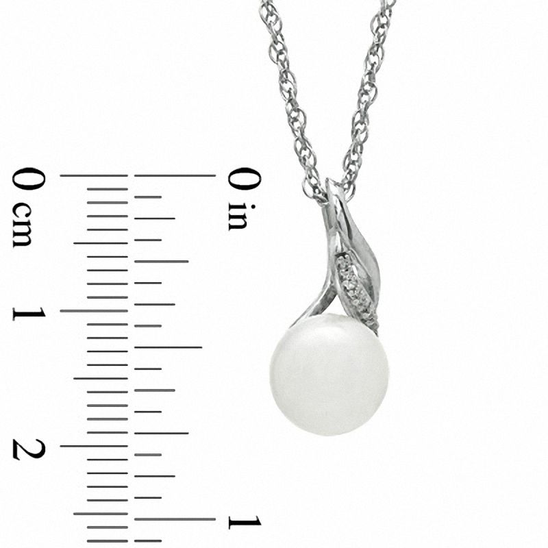 Honora 8.5-9.0mm Freshwater Cultured Pearl and Diamond Accent Swirl Pendant in Sterling Silver
