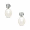 Thumbnail Image 0 of Honora 7.5-8.0mm Freshwater Cultured Pearl and Diamond Accent Drop Earrings in Sterling Silver
