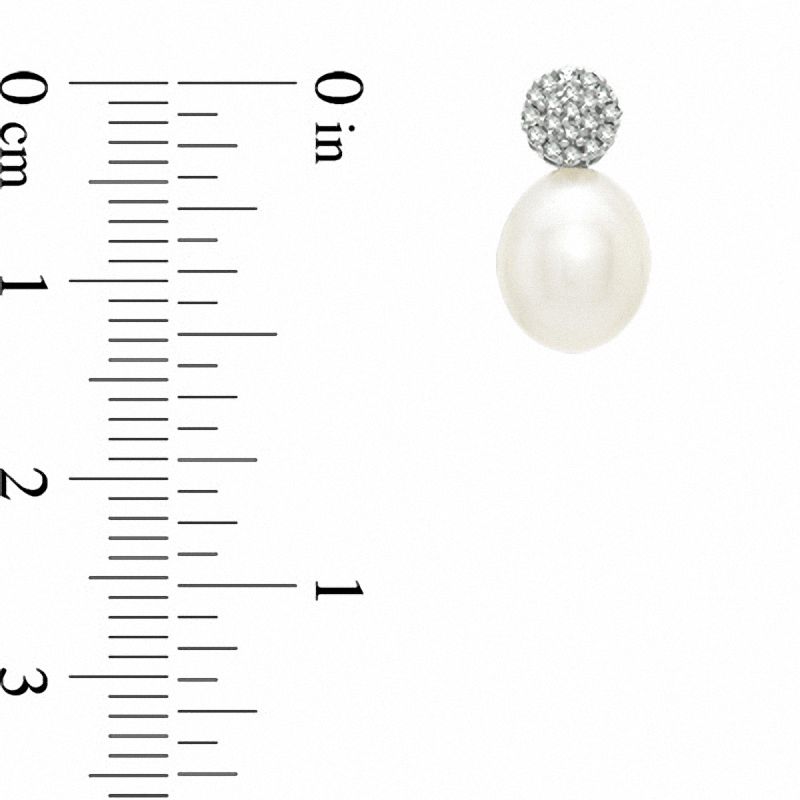 Honora 7.5-8.0mm Freshwater Cultured Pearl and Diamond Accent Drop Earrings in Sterling Silver