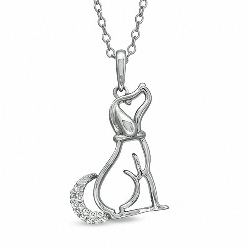 Tender Voices® Diamond Accent Dog Pendant in Sterling Silver