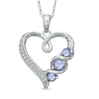 Tanzanite and Diamond Accent Heart Pendant in Sterling Silver