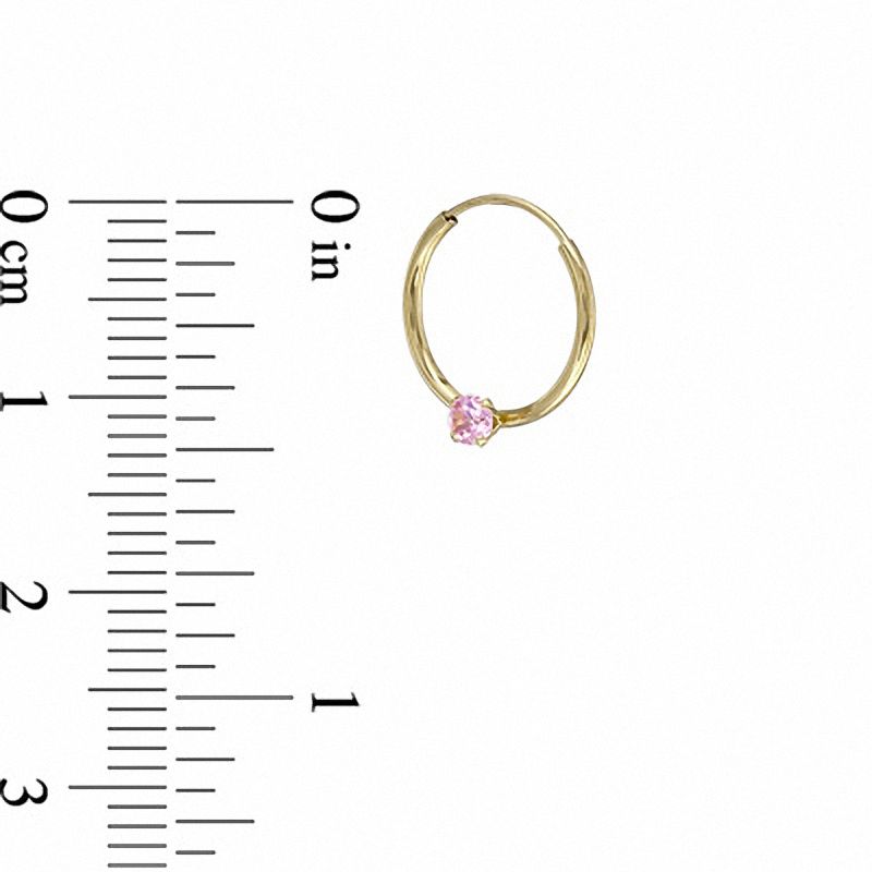 Child's Hoop Earrings with Pink Cubic Zirconia in 14K Gold|Peoples Jewellers