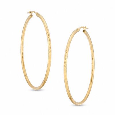 50mm Diamond-Cut Hoop Earrings in 14K Gold