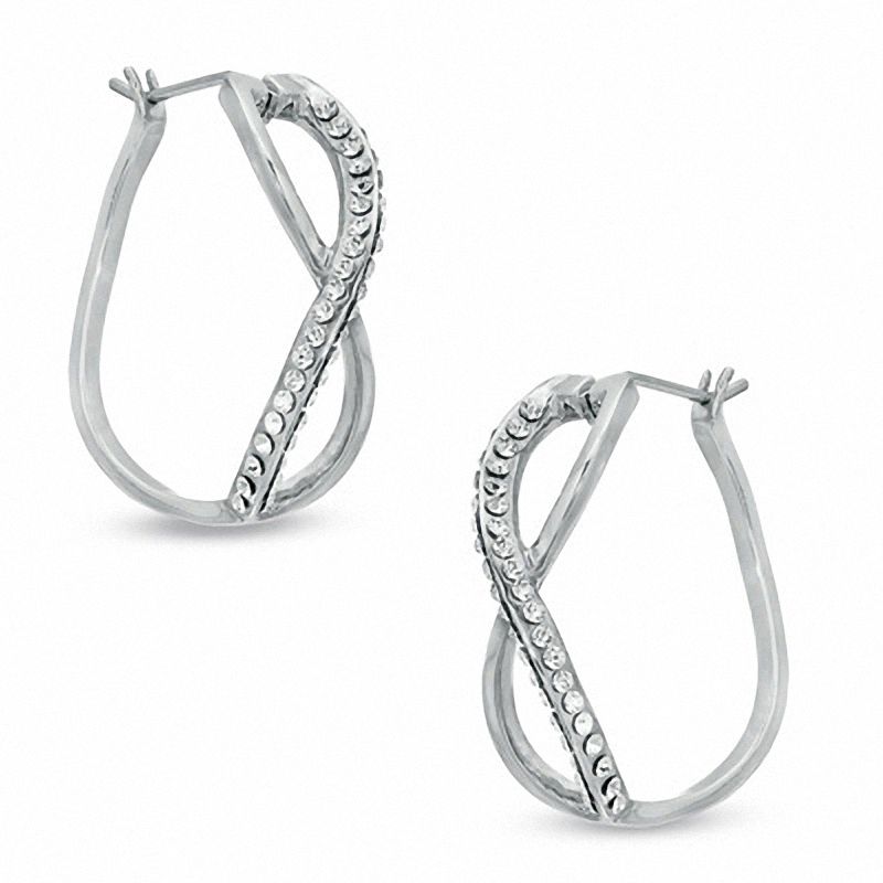 Crystal Infinity Loop Hoop Earrings in Sterling Silver|Peoples Jewellers