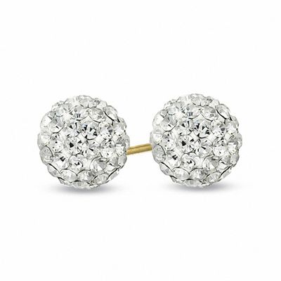 7.8mm Crystal Ball Stud Earrings in 14K Gold