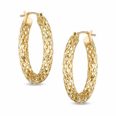 Diamond-Cut Hoop Earrings in 14K Gold