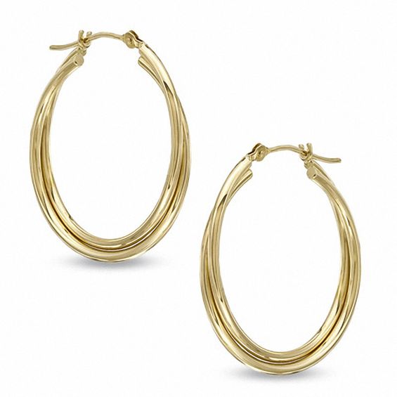 25mm Twisted Double Hoop Earrings in 14K Gold