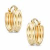 15mm Polished Ribbed Hoop Earrings in 14K Gold