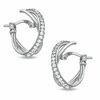 Thumbnail Image 0 of Crystal Oval "X" Hoop Earrings in Sterling Silver