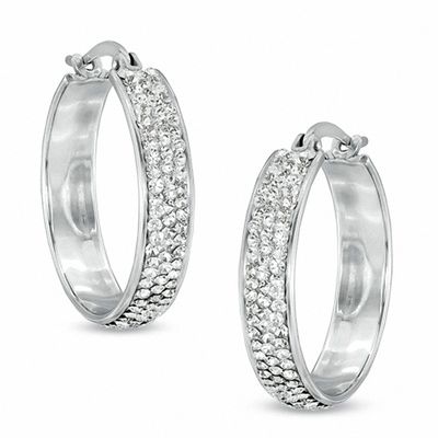 23mm Crystal Hoop Earrings in Sterling Silver