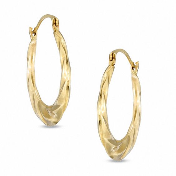 Swirl Hoop Earrings in 14K Gold