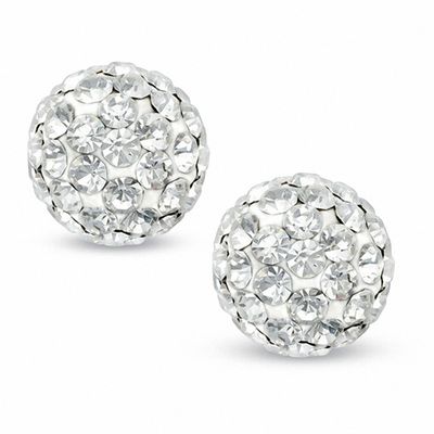 Crystal Ball Stud Earrings in 14K Gold