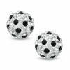 Thumbnail Image 0 of Black and White Crystal Ball Stud Earrings in 14K White Gold