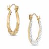 Reversible Crystal and Beaded Swirl Hoop Earrings in 14K Gold