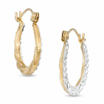 Reversible Crystal and Beaded Swirl Hoop Earrings in 14K Gold