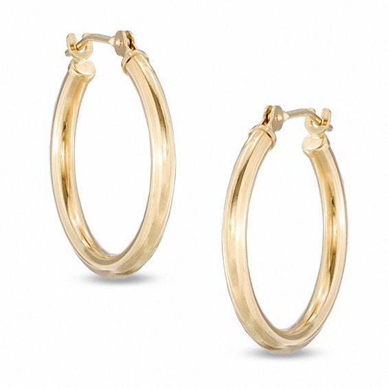 16mm Polished Hoop Earrings in 14K Gold