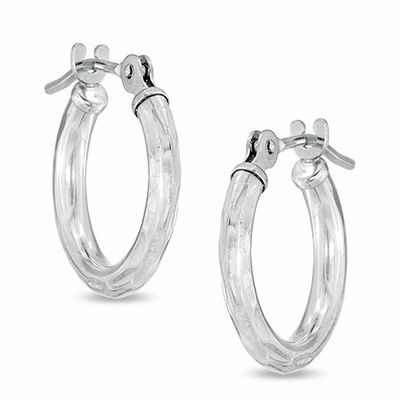 13mm Diamond-Cut Hoop Earrings in 14K White Gold