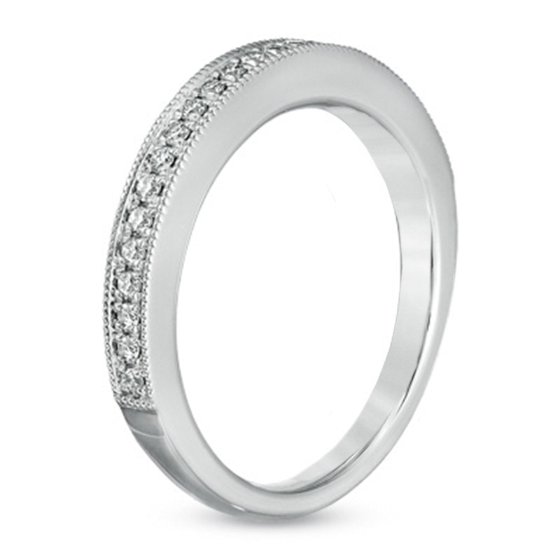 Vera Wang Love Collection 0.19 CT. T.W. Diamond Milgrain Wedding Band in 14K White Gold|Peoples Jewellers