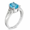 Thumbnail Image 1 of Oval Swiss Blue Topaz and Diamond Accent Pendant, Ring and Earrings Set in Sterling Silver - Size 7