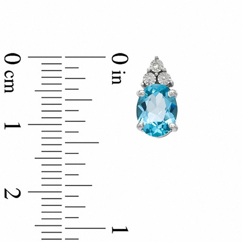 Oval Swiss Blue Topaz and Diamond Accent Pendant, Ring and Earrings Set in Sterling Silver - Size 7