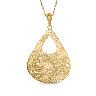 Pear-Shaped Textured Wire Pendant in 10K Gold