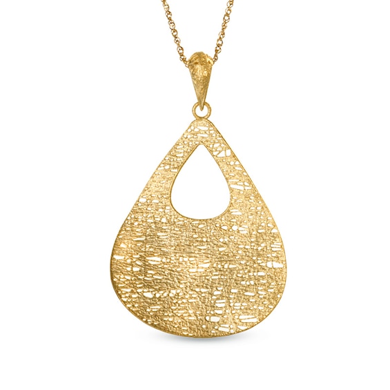 Pear-Shaped Textured Wire Pendant in 10K Gold