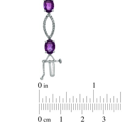 Oval Amethyst and Diamond Accent Bracelet in Sterling Silver - 7.25"