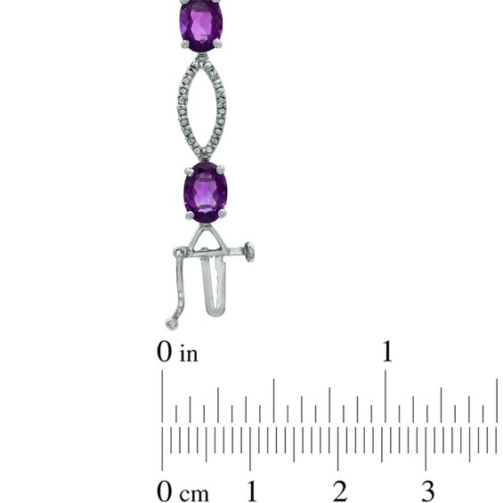 Oval Amethyst and Diamond Accent Bracelet in Sterling Silver - 7.25"