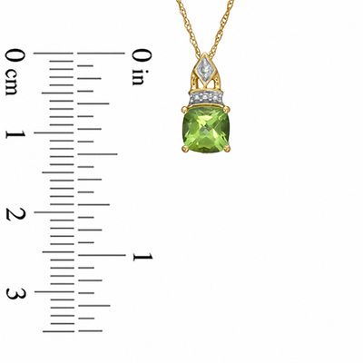 6.0mm Cushion-Cut Peridot and Lab-Created White Sapphire Pendant in 10K Gold