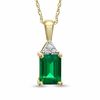 Emerald-Cut Lab-Created Emerald and White Sapphire Pendant in 10K Gold