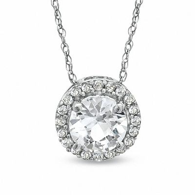 6.0mm Lab-Created White Sapphire Pendant in 10K White Gold