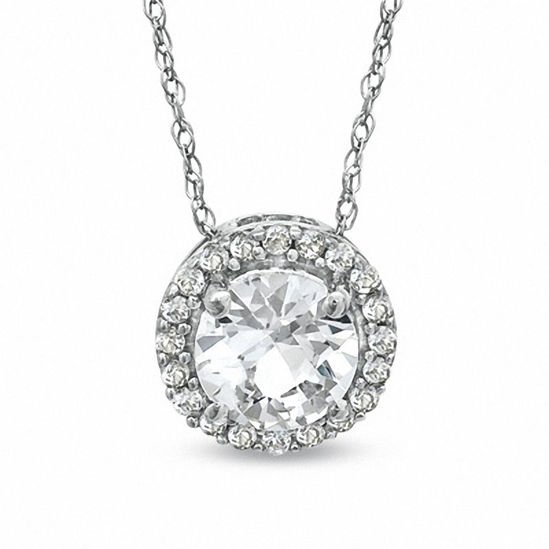 6.0mm Lab-Created White Sapphire Pendant in 10K White Gold|Peoples Jewellers