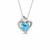 7.0mm Heart-Shaped Blue Topaz and Lab-Created White Sapphire Heart Pendant in 10K White Gold