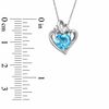 7.0mm Heart-Shaped Blue Topaz and Lab-Created White Sapphire Heart Pendant in 10K White Gold