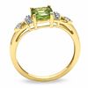 Thumbnail Image 1 of 6.0mm Cushion-Cut Peridot and Lab-Created White Sapphire Ring in 10K Gold