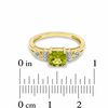 Thumbnail Image 2 of 6.0mm Cushion-Cut Peridot and Lab-Created White Sapphire Ring in 10K Gold