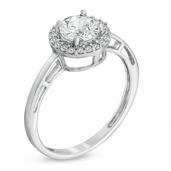 6.0mm Lab-Created White Sapphire Ring in 10K White Gold