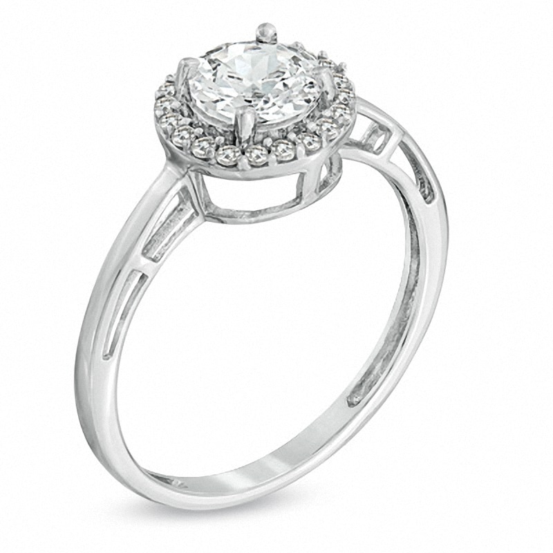 6.0mm Lab-Created White Sapphire Ring in 10K White Gold|Peoples Jewellers