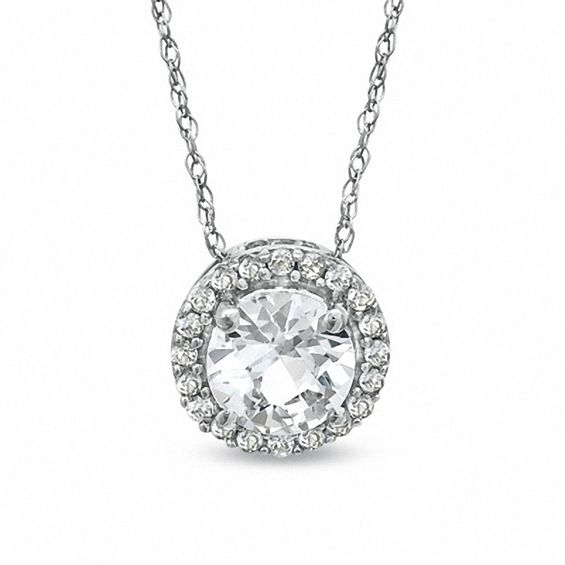 6.0mm Lab-Created White Sapphire Pendant in 10K White Gold