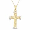 Large Fluted Cross Pendant in 10K Gold