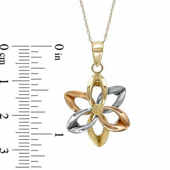 Flower Pendant in 10K Tri-Tone Gold