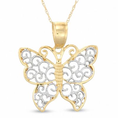 Filigree Butterfly Pendant in 10K Gold