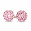 Thumbnail Image 1 of Pink Crystal Ball Stud Earrings in 14K Gold