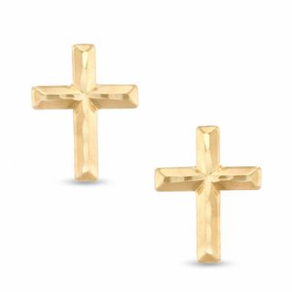Child's Cross Stud Earrings in 14K Gold | Peoples Jewellers