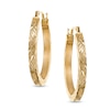 Oval Diamond-Cut Hoop Earrings in 14K Gold