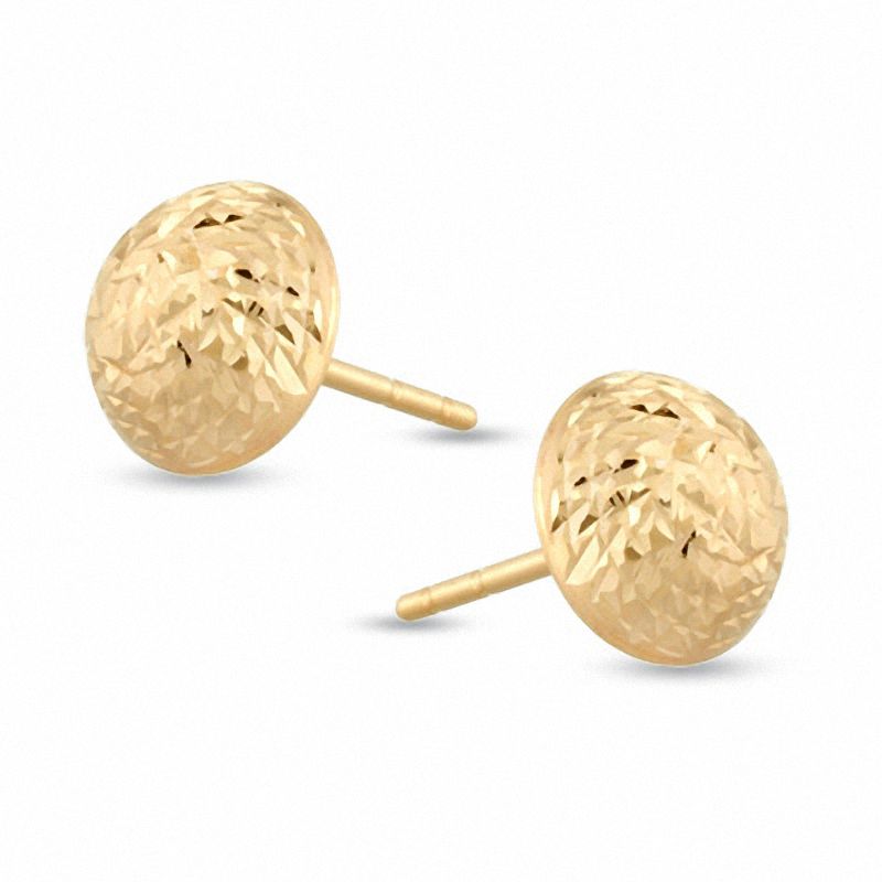 14k Yellow Gold Emerald Trio Stud Earrings