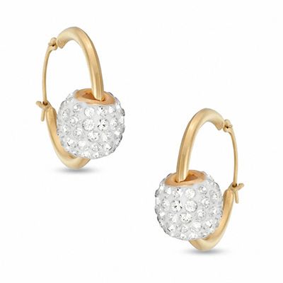 Crystal Rollerball Hoop Earrings in 14K Gold