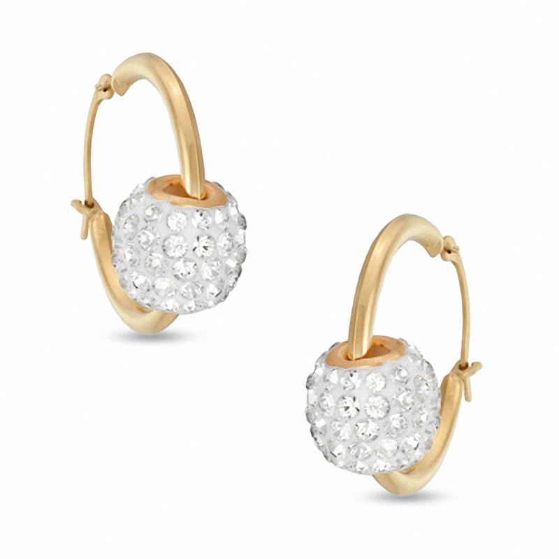 Crystal Rollerball Hoop Earrings in 14K Gold|Peoples Jewellers