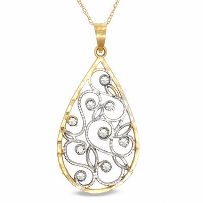 Filigree Teardrop Pendant in 10K Gold